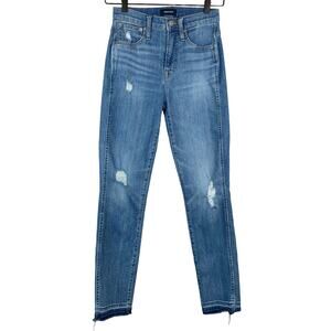 J Crew Vintage Straight Jeans Distressed Blue Stretchy Women’s 24